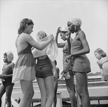 The end of a swimming period, Camp Christmas Seals, Haverstraw, New York, 1943. Creator: Gordon Parks.