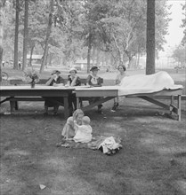 California Day, a picnic in town park on the Rogue River, Grants Pass, Oregon, 1939. Creator: Dorothea Lange.