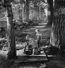 Children in large private bean pickers camp, near West Stayton, Marion County, Oregon, 1939. Creator: Dorothea Lange.