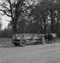 Wagon built on the farm utilizing parts of wrecked Dodge..., Oregon, Kirby (Josephine County), 1939. Creator: Dorothea Lange.