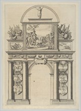 Triumphal arch, from 'Éloges et discours sur la triomphante réception du Roy en sa ville d..., 1629. Creator: Melchior Tavernier.