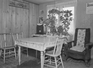Interior of Evenson new one-room cabin, Priest River Valley, Bonner County, Idaho, 1939. Creator: Dorothea Lange.