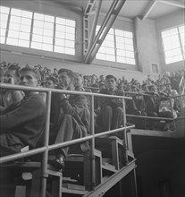 Student audience listening to Peace Day address of General Smedley Butler, Berkeley, CA, 1939. Creator: Dorothea Lange.