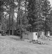 Owner provided cabins and wood but no nearby..., near Grants Pass, Josephine County, Oregon, 1939. Creator: Dorothea Lange.