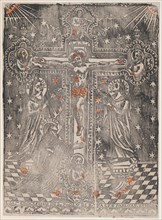 Christ on the cross flanked by the Virgin, Saint Brigit and Saint Eli..., ca. 1480-1500 (restrike?). Creator: Anon.