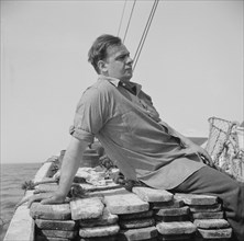 On board the fishing boat Alden out of Gloucester, Massachusetts. Dominic Tello, Italian fisherman.
