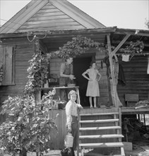 Hop farmer's children, small owner, and backyard of house. Oregon, Polk County, near Independence.
