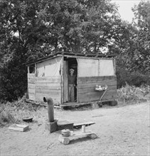 Oregon, Josephine County, near Grants Pass. A row of shelters like this for hop pickers' families.