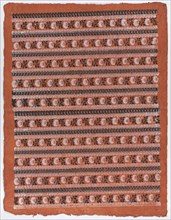 Sheet with ten borders with floral patterns on orange background, late 18th-mid-19th century.