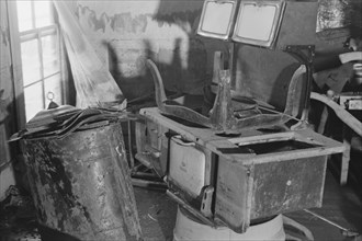Interior of a farmhouse near Ridgeley, Tennessee, after the 1937 flood waters had subsided.