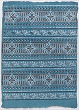 Sheet with four borders with a floral, dot, and stripe pattern, late 18th-mid-19th century.