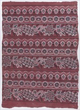Sheet with three borders with paisley and floral patterns, late 18th-mid-19th century.