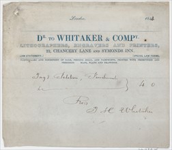 Trade Card for Dr. Whitaker & Co., Lithogravers, Engravers and Printers, 19th century.