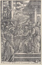 Christ before Pilate, from a series of sixteen prints of the Passion of Christ, 1538.