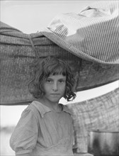 Migratory child in camp at end of day. Bean pickers' camp near West Stayton, Oregon.