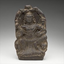 Goddess of Abundance Enthroned on Lion and Lustrated by Elephants, 7th/8th century.