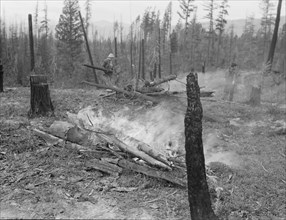 Family work, clearing land by burning. Near Bonners Ferry, Boundary County, Idaho.