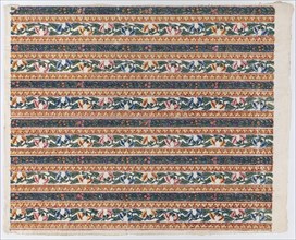 Sheet with six borders with vines and flower designs, late 18th-mid-19th century.