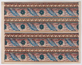 Sheet with two borders with flower and leaf designs, late 18th-mid-19th century.