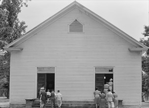 Congregation entering church. Wheeley's Church. Person County, North Carolina.