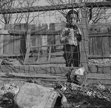 Washington (southwest section), D.C. Boy playing in the backyard of his home.