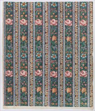 Sheet with a six borders with floral garlands, late 18th-mid-19th century.