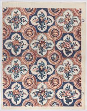 Sheet with pattern of bouquets and lion heads, late 18th-mid-19th century.