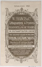 Trade Card for W. Francis & Co., Lithographers and Printers, 19th century.