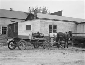 Stump farmer's wagon in town on Saturday morning. Bonners Ferry, Idaho.