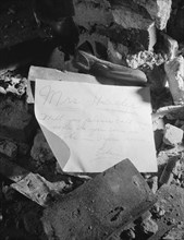 Washington, D.C. A note left in a wrecked house on Independence Avenue.