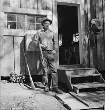 Roy Carlock, member of Ola self-help sawmill co-op. Gem County, Idaho.