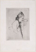 Femme de métier (étude de jeune fille appuyée sur une chaise), 1889?.
