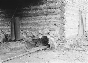 Construction detail of tobacco barn showing method of firing.