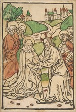 Christ Taking Leave of His Mother (Schr. 639), 15th century.