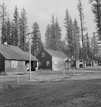 Row of model homes in millworkers town. Gilchrist, Oregon.