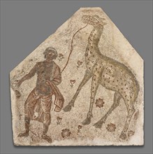 Mosaic Fragment with Man Leading a Giraffe, 5th century.