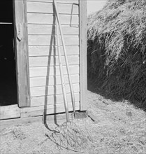 Hay forks. Northern Oregon farm. Morrow County, Oregon.