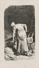 Woman Crushing Flax, 1853, after drawing made in 1852.