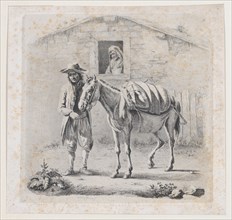 Man Holding a Mule before a House, early 19th century.