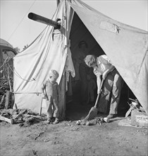 In a carrot pullers' camp near Holtville, California.