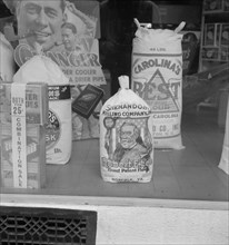 Grocery store window. Mebane, North Carolina.