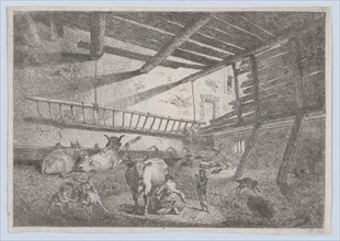 Interior of a Barn with Milkmaid, ca. 1800.