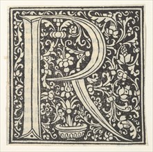 Initial letter R with floral pattern, 1496.