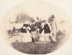 [Elegant Group Outdoors], ca. 1856-1859.