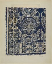 Blue and White Woolen Coverlet, c. 1938.