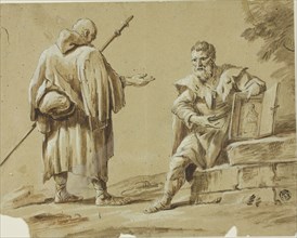 Two Pilgrims with Portable Shrine, n.d.