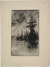 Sailboats on the water, c. 1888.