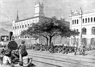 ''The Chin-Lushai Expedition--The Meean Mir Coolie Corps at Calcutta Waiting to be Shipped', 1890. Creator: Unknown.