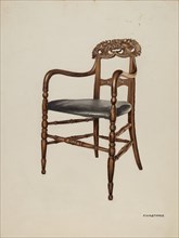 Handcarved Chair, 1937. Creator: Florence Hastings.