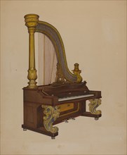 Upright Harp/Piano, c. 1937. Creator: William High.